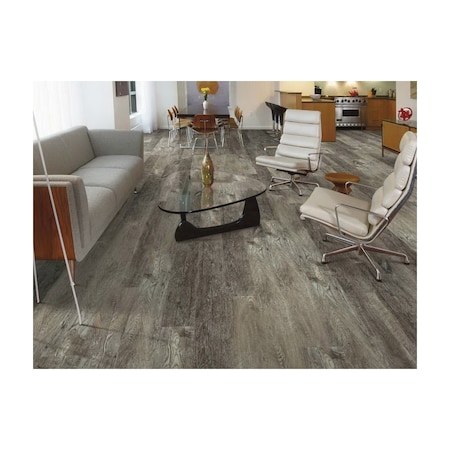 Shaw Floorte Pro 509SA-00556 Vinyl Plank, 48.03 in L, 7 in W, Micro-Beveled Edge, SPC/Vinyl, Smoky Oak 0736V-00556